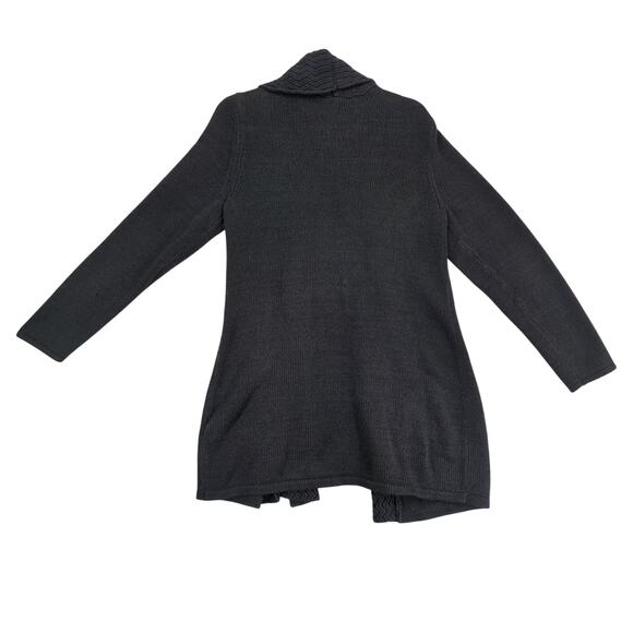 Leo & Nicole Women's XL Black Knit Long Open Cardigan Sweater, Lagenlook Goth - Picture 3 of 6